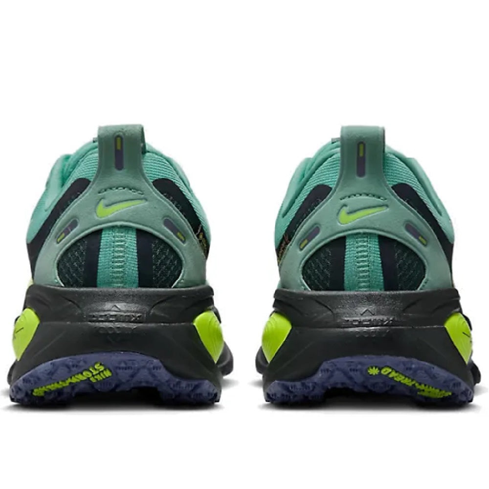 Men's Nike GTX shoes, rear view with black heel counter and neon heel trim