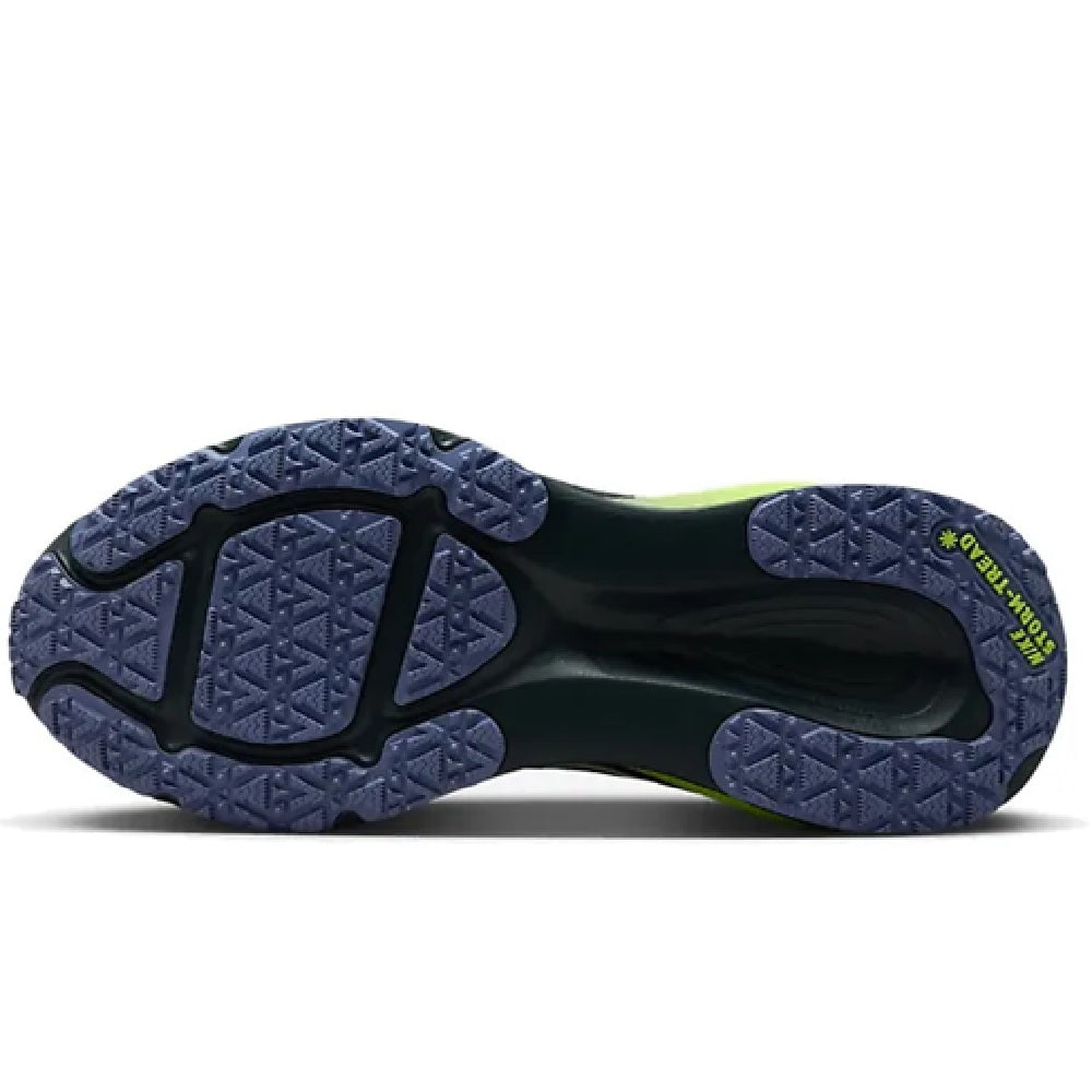Men's Nike GTX outsole, dark tread with neon green heel stripe