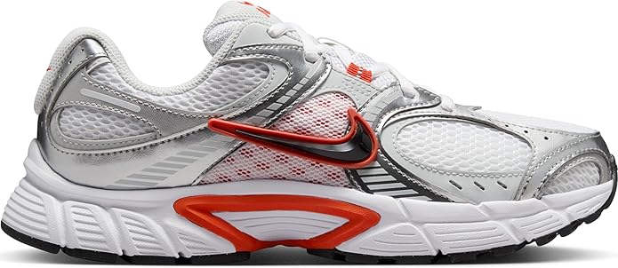 Nike V5 RNR running shoe, side view with white mesh panels, black swoosh and red swoosh