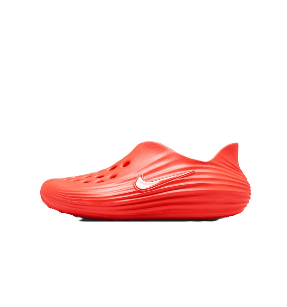 Men's Nike slide sandal in bright red, with perforated upper and swoosh logo