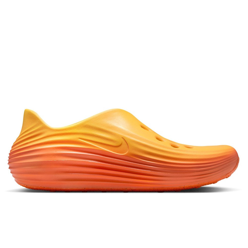 Men's Nike ReactX Rejuven8 slip-on shoe, orange with gold accents and swoosh