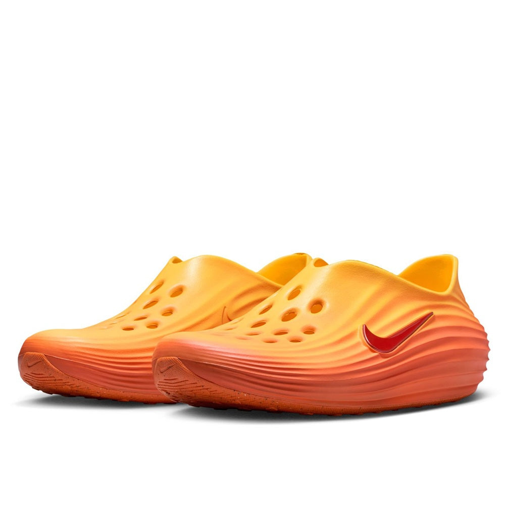 Men's Nike ReactX Rejuven8 slip-on shoe pair, orange-gold with side swoosh
