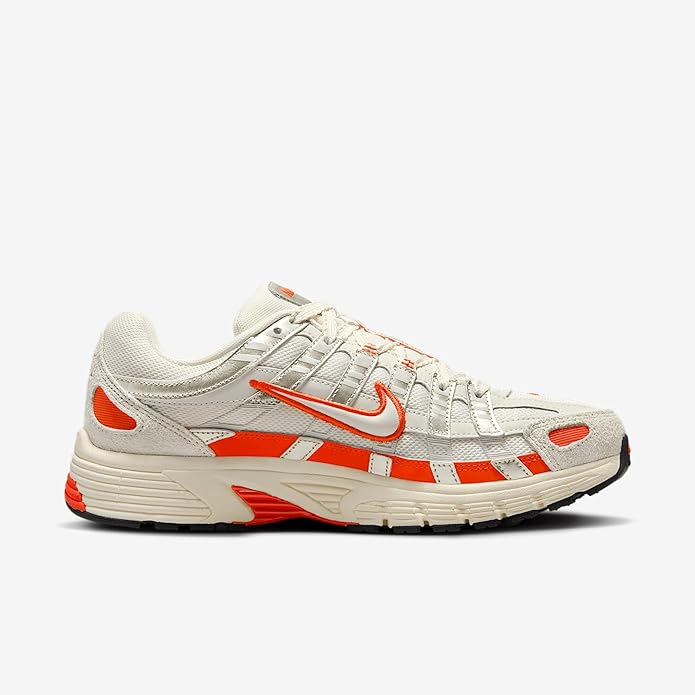 Women's Nike P-6000 running sneaker, sail upper with red stripes and orange swoosh