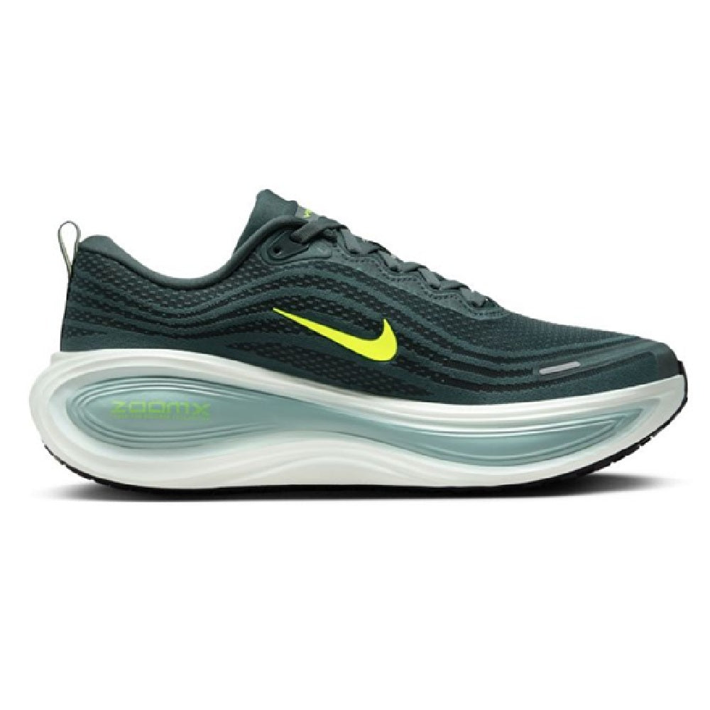 Men's Nike Vomero Plus low-top sneakers, dark green mesh with yellow logo
