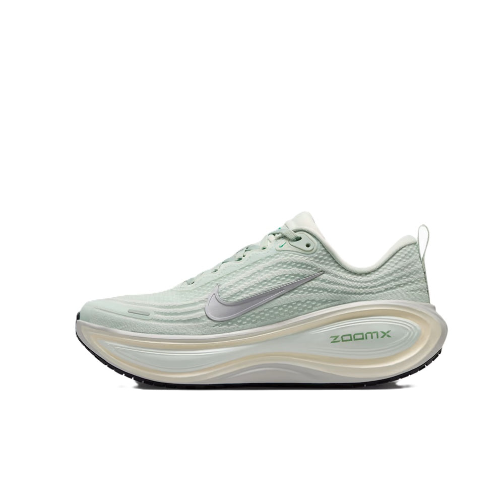 Nike Vomero Plus light silver lace-up running shoes with ZoomX midsole