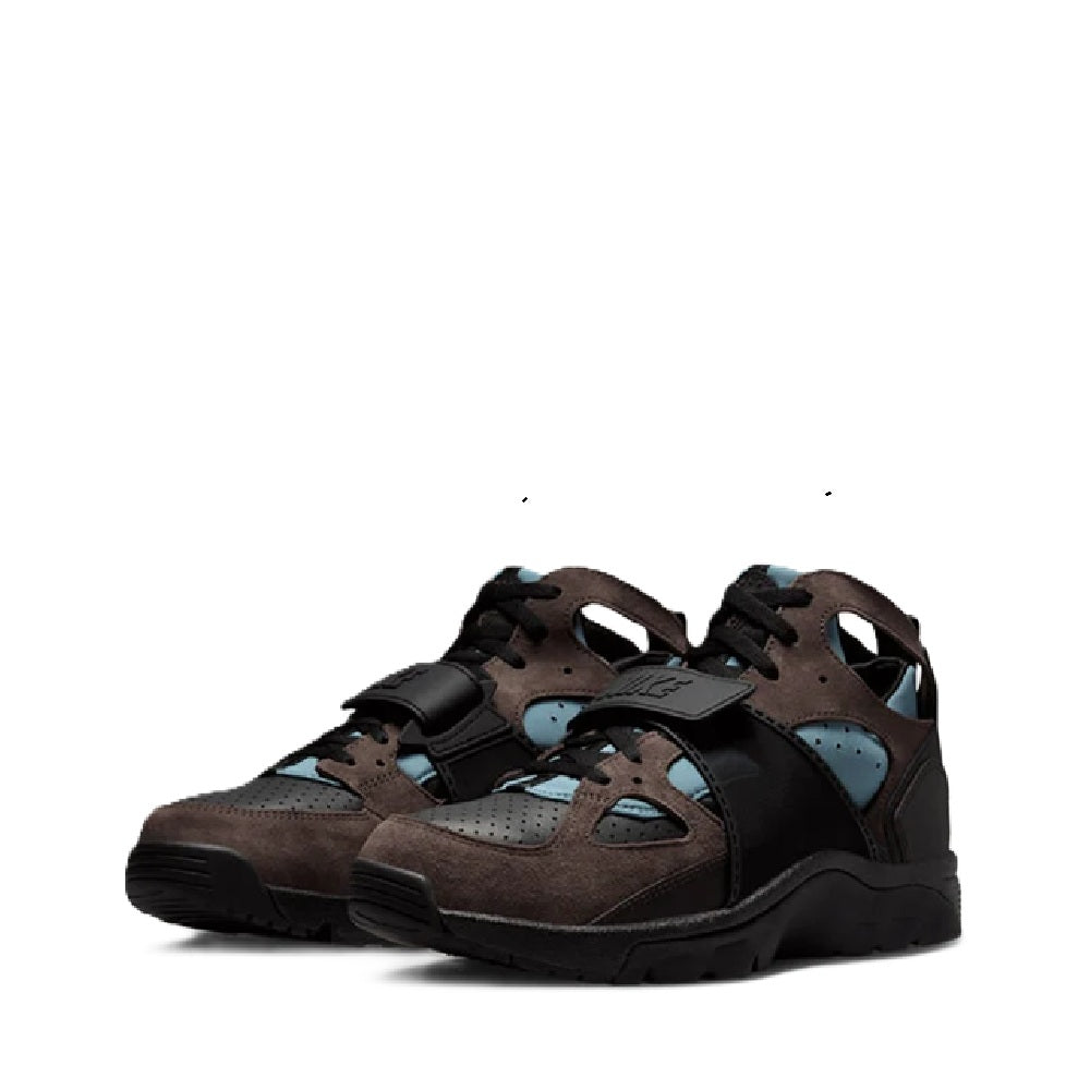 Nike Air Trainer Huarache sneakers, lace-up in dark brown suede with black accents