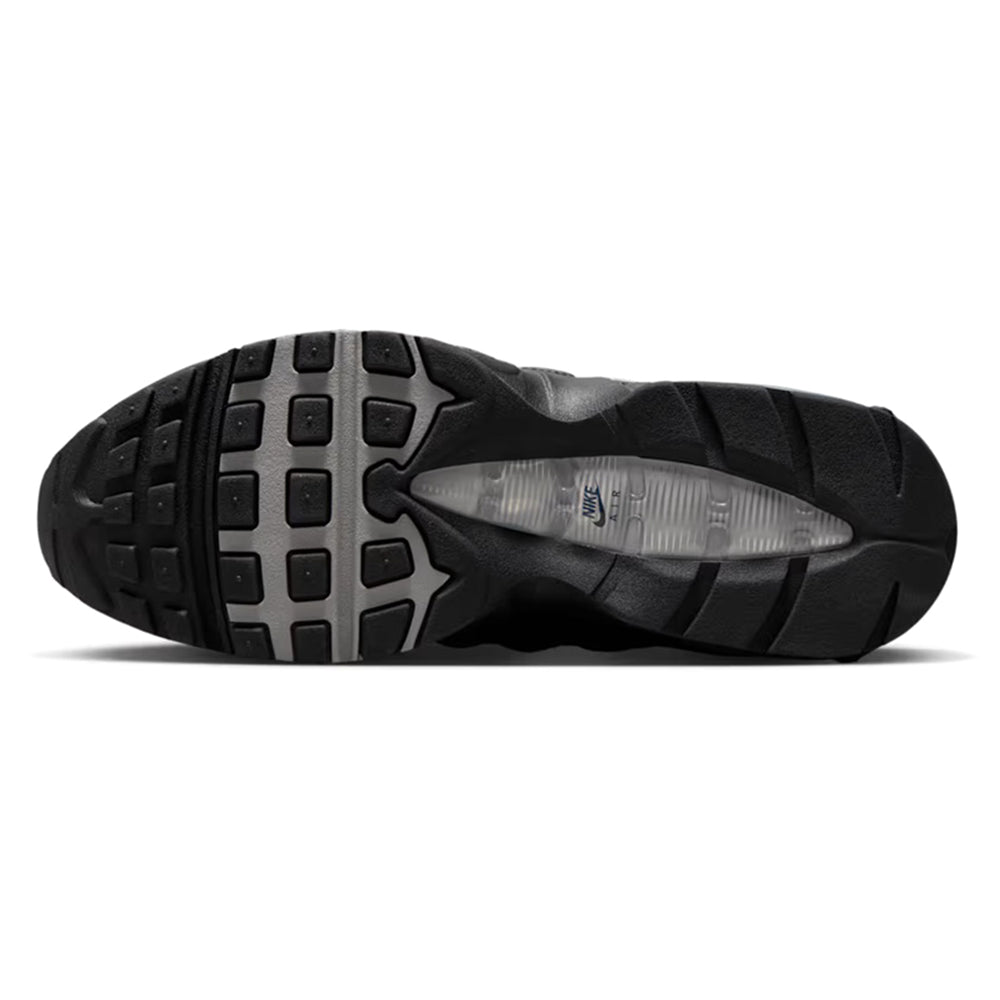 Black Air Max 95 outsole with tread pattern and molded midsole cushioning