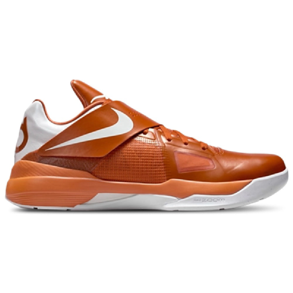 Nike Zoom KD IV sneakers, desert orange and white side view