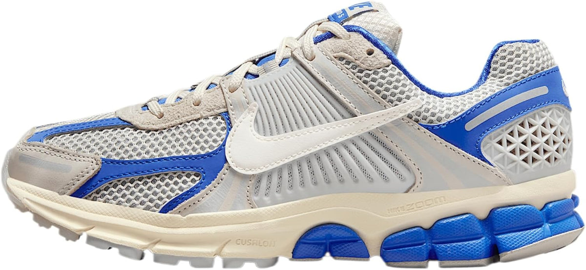 Nike Zoom Vomero 5 running sneaker, white mesh with Game Royal blue accents