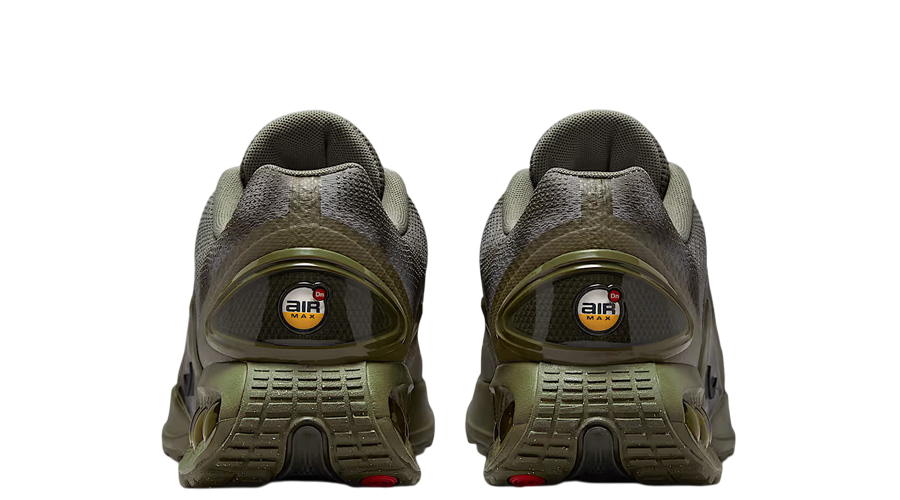 Nike Air Max DN NRG sneakers, back view with Air logo and cushioned heel