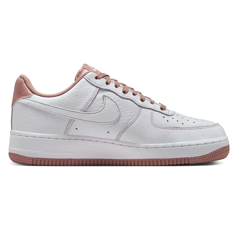 Nike Air Force 1 low-top sneakers, white leather with dusty pink collar and laces