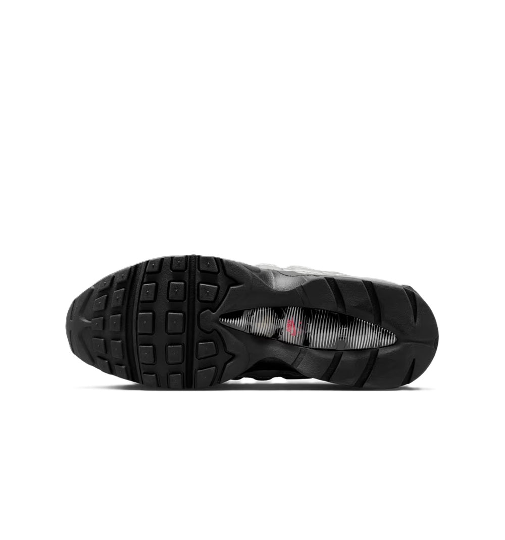 Nike Air Max 95 Big Bubble SE outsole view, black tread with molded air cushioning