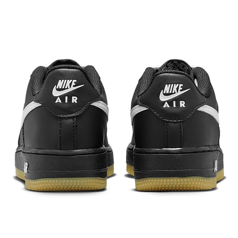 Kids' Nike Air Force 1 LV8 sneakers, black heel with white Nike Air logo and gum sole