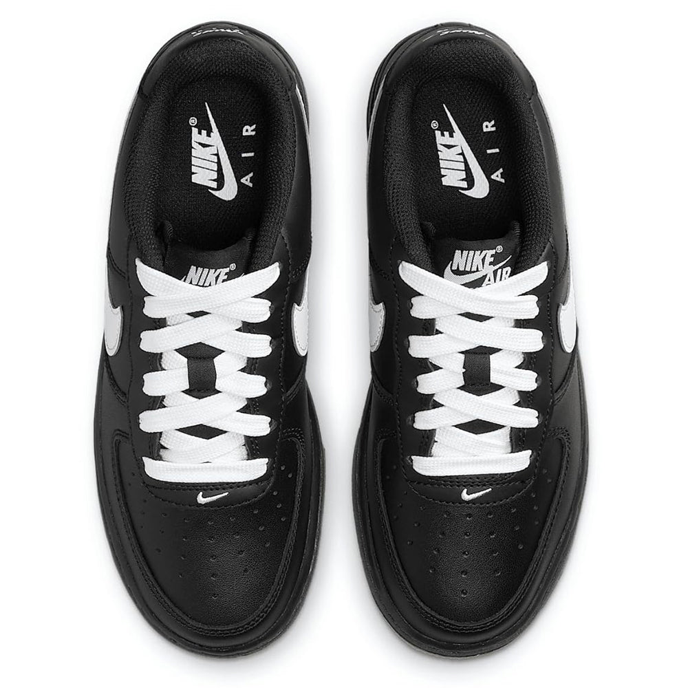 Kids' Nike Air Force 1 LV8 sneakers, black uppers with white laces and Nike Air heel