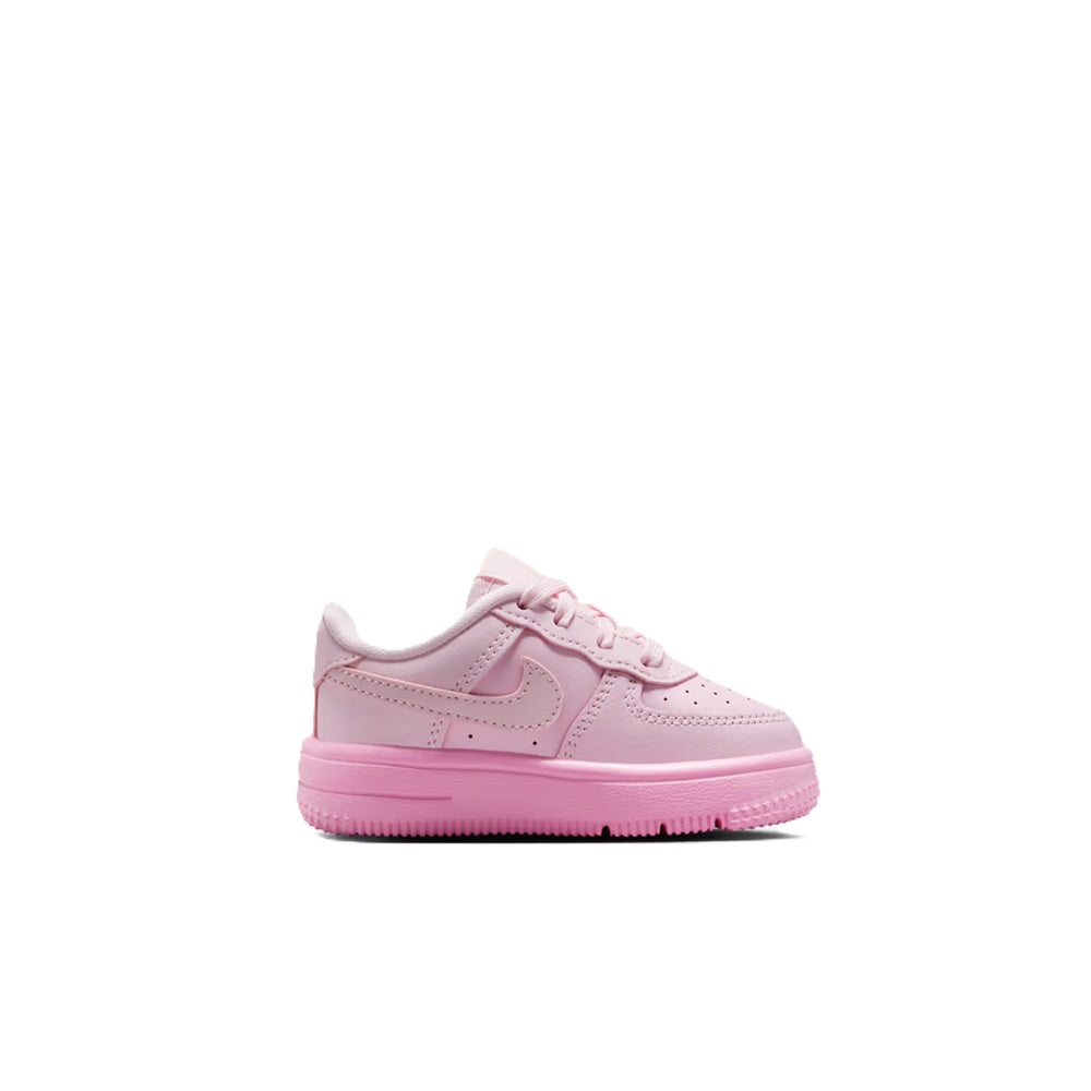 Toddler pink low-top lace-up sneakers with Swoosh and perforated toe