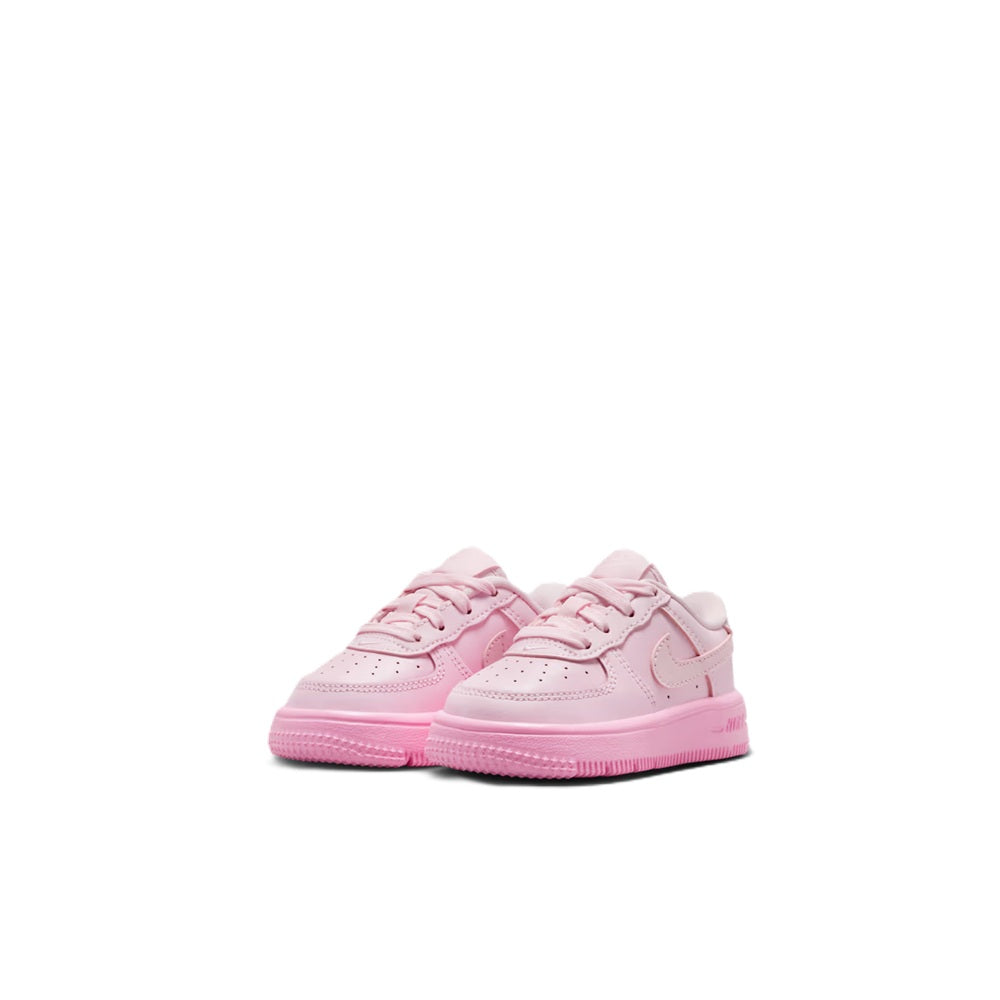 Toddler pink low-top lace-up sneakers with cushioned midsole