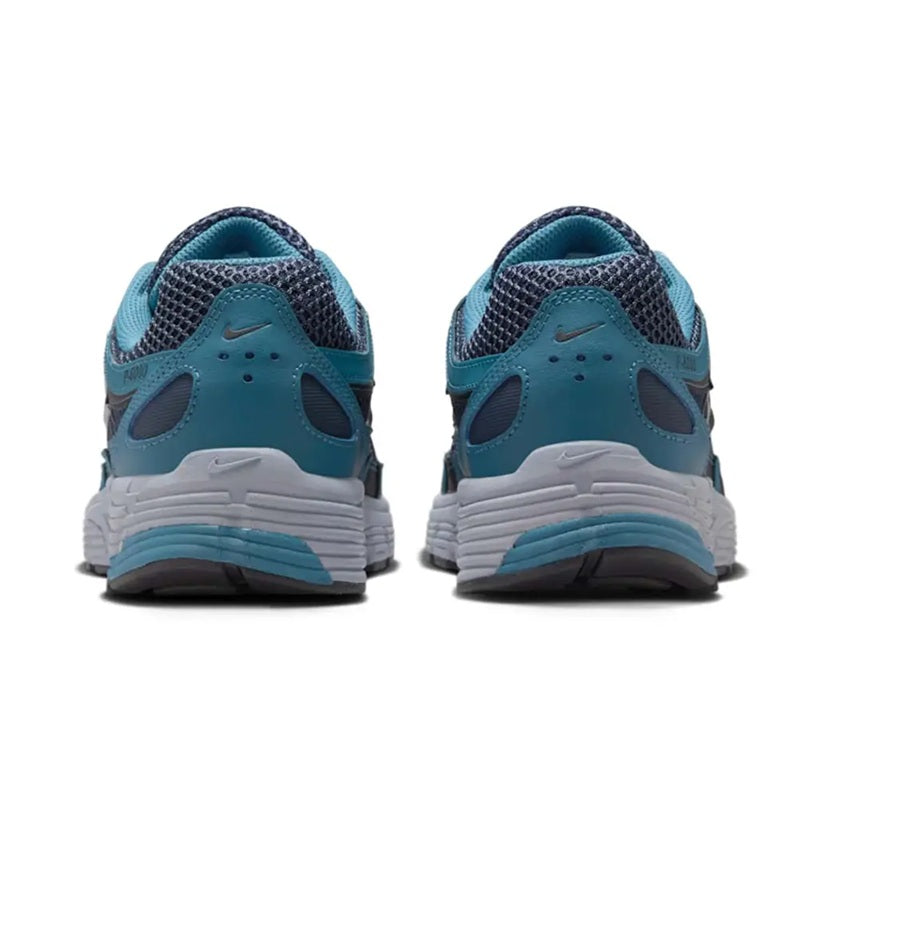 Women’s Nike P-6000 SE sneakers, heel view, turquoise upper with gray midsole