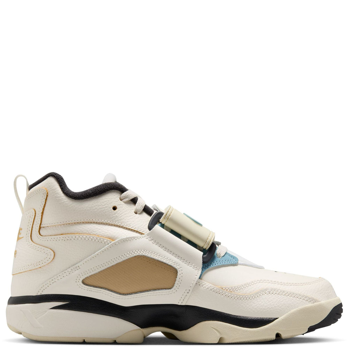 Nike high-top sneakers with lace-up closure, sail upper, blue underlay, black midsole