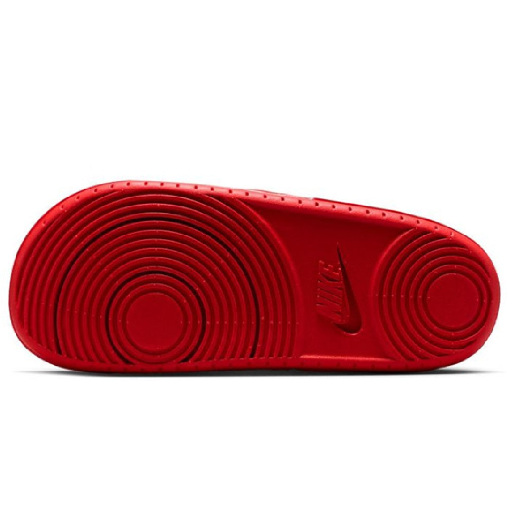 Red Nike Kobe Offcourt slide sandals outsole with circular traction grooves