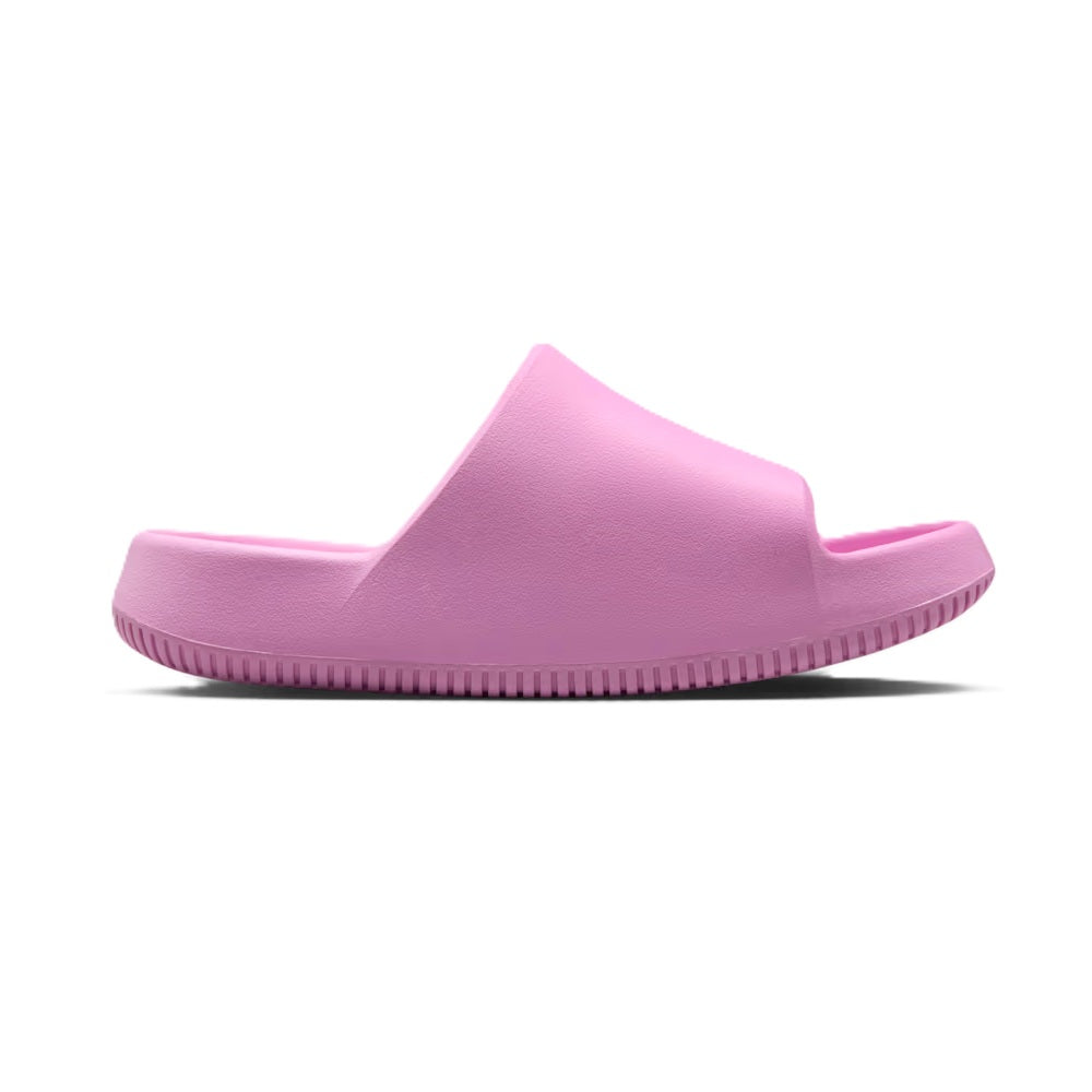 Pink kids slide sandals with cushioned footbed and ridged outsole edge