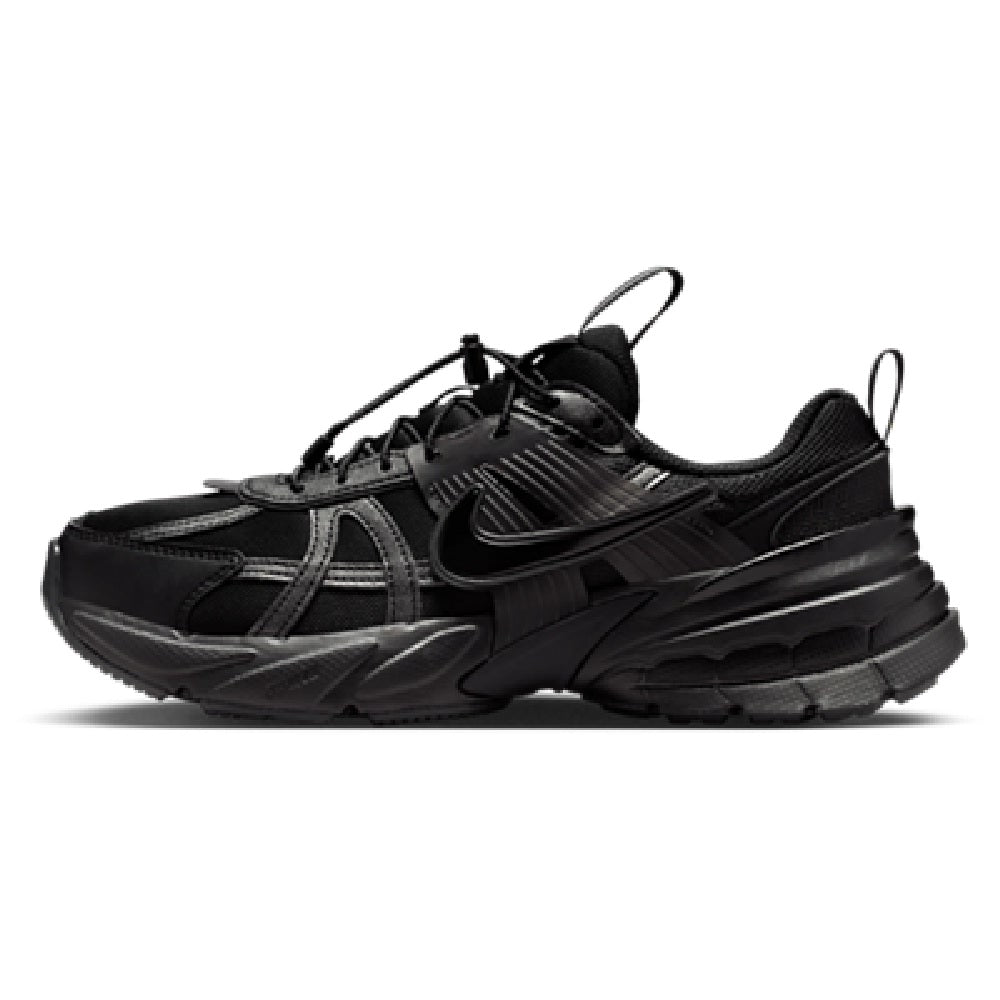 Nike V2K Run women's black running sneakers with side panel, Swoosh logo, chunky midsole