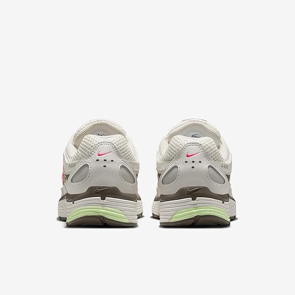 Nike P-6000 sneakers with off-white heel and tongue, pink and green logo accents