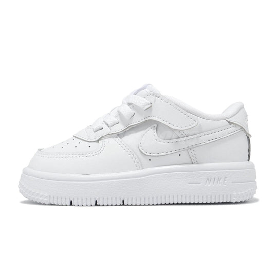Toddler white lace-up low-top sneakers with Swoosh and NIKE heel branding