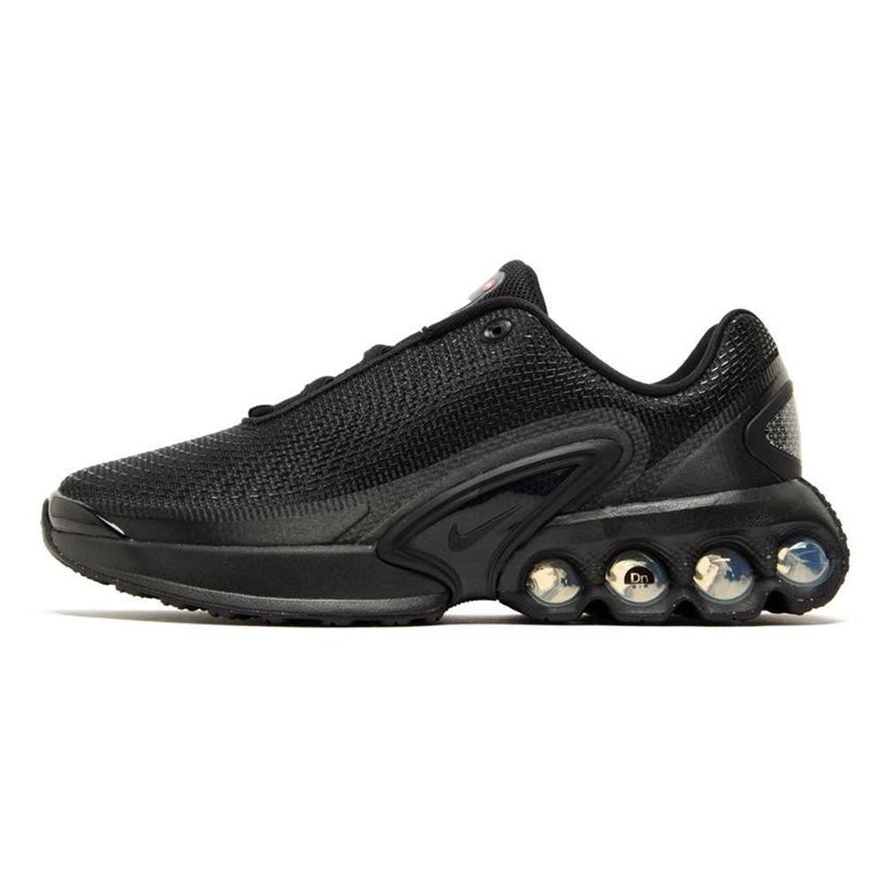 Nike Air Max DN kids black mesh sneaker with lace-up and visible air cushioning pods