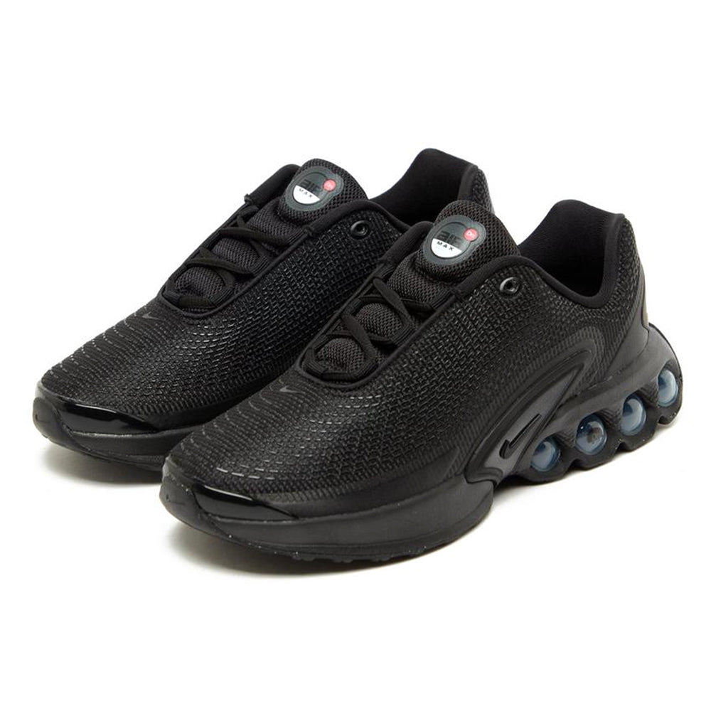 Nike Air Max DN kids black lace-up sneaker with two-tone swoosh and blue air pods