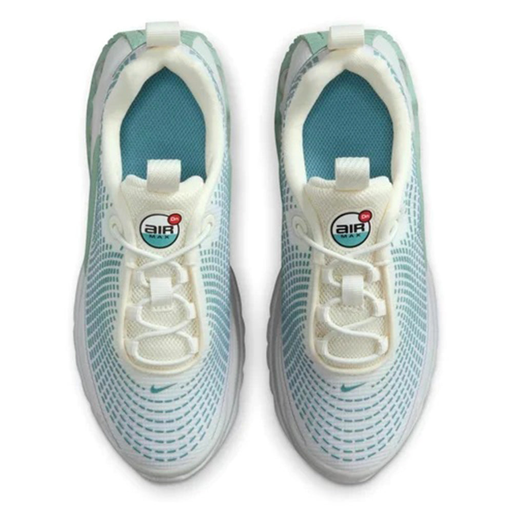 Pair of kids sneakers with lace-up knit uppers in light blue and white