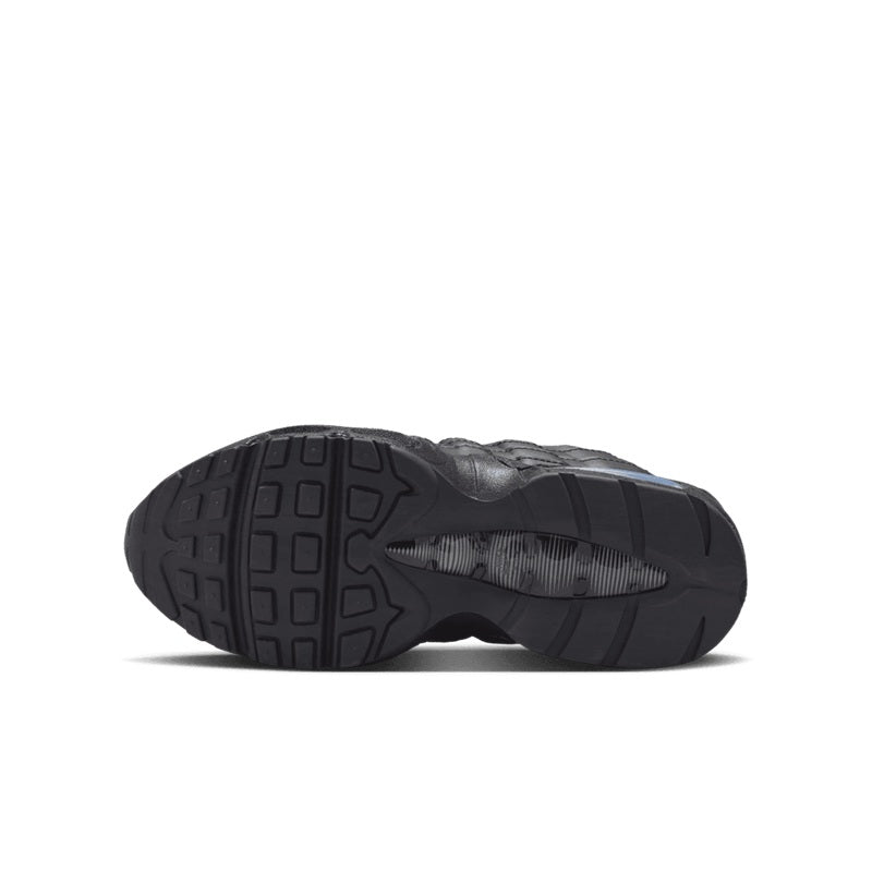 Black Air Max 95 sneakers for kids, rubber outsole tread on bottom