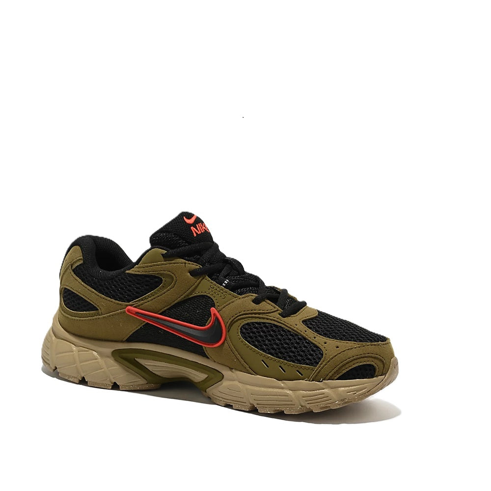 Men's Nike V5 RNR running sneaker, black/olive with red swoosh and chunky sole