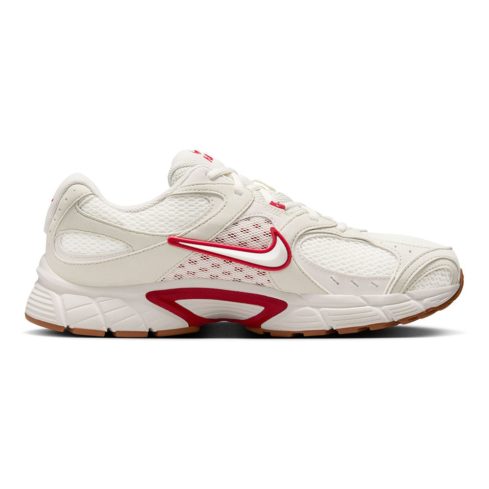 Men’s Nike V5 RNR running shoes side view in light bone with red swoosh