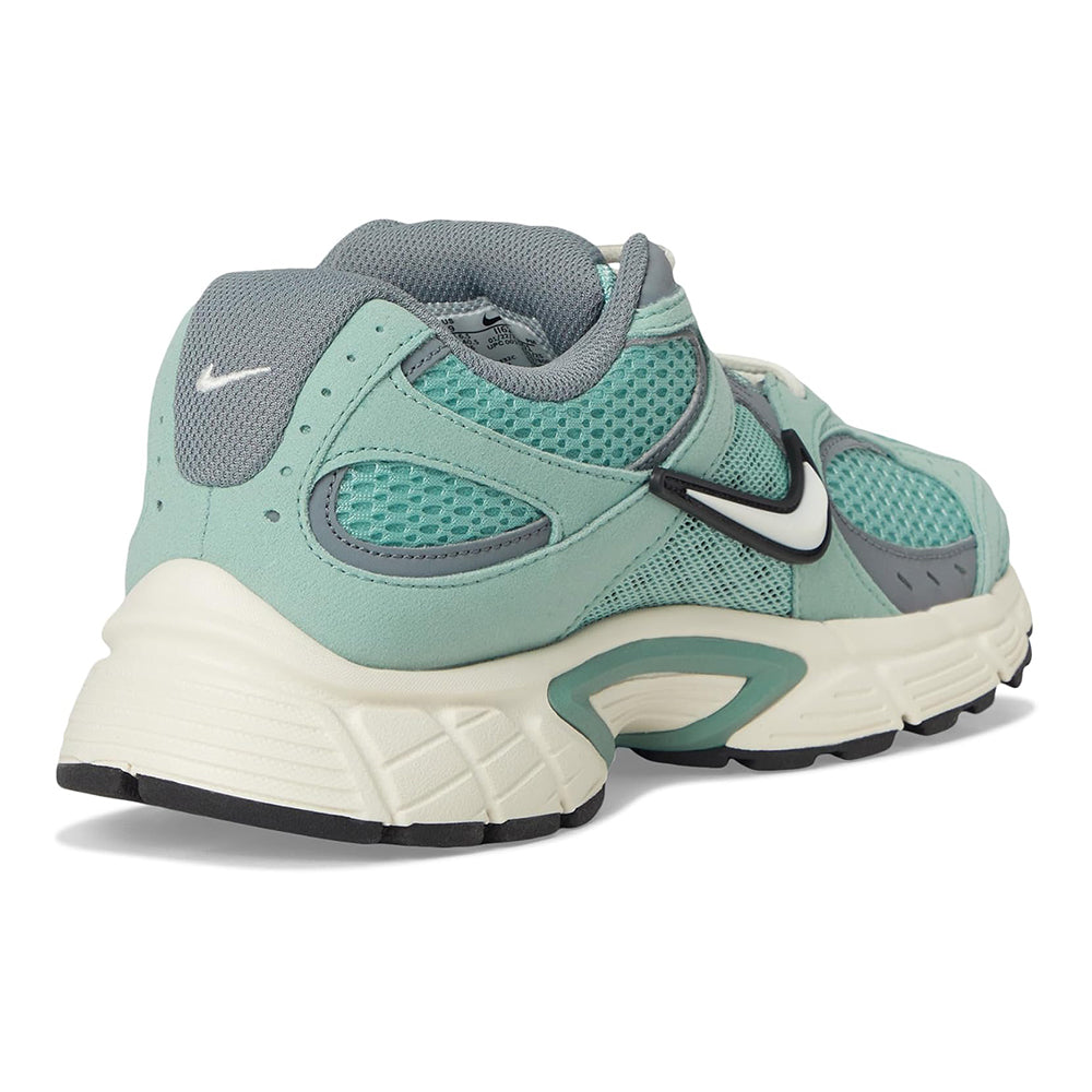 Women's Nike running shoes, rear/side view with cushioned heel and mint/gray upper