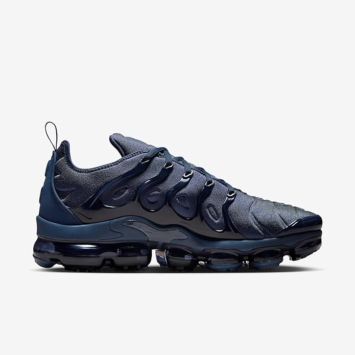 Nike Vapormax Plus sneaker, dark blue molded pods and wavy side panels