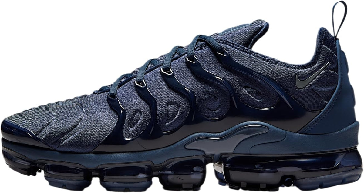 Nike Vapormax Plus sneakers, dark blue textured upper and visible Air sole unit