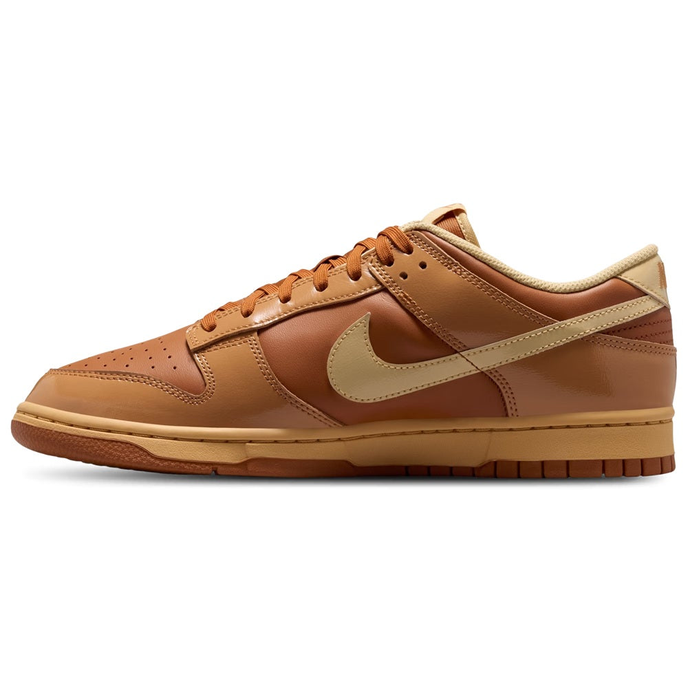 Nike Dunk Low low-top sneakers in brown with cream Swoosh, perforated toe, lace-up