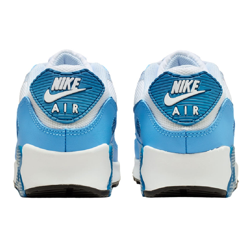 Nike Air sneakers heels with NIKE AIR branding, blue collar, and white midsole
