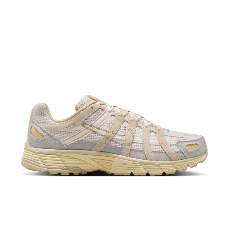 Nike P-6000 lace-up running sneakers, grey and khaki with team gold accents