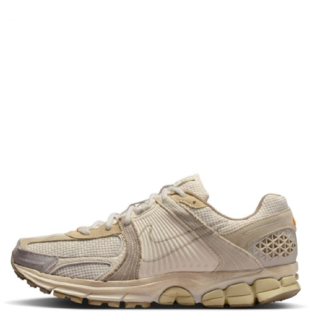 Nike Zoom Vomero 5 LT sneakers in cream and tan with orange Swoosh, lace-up