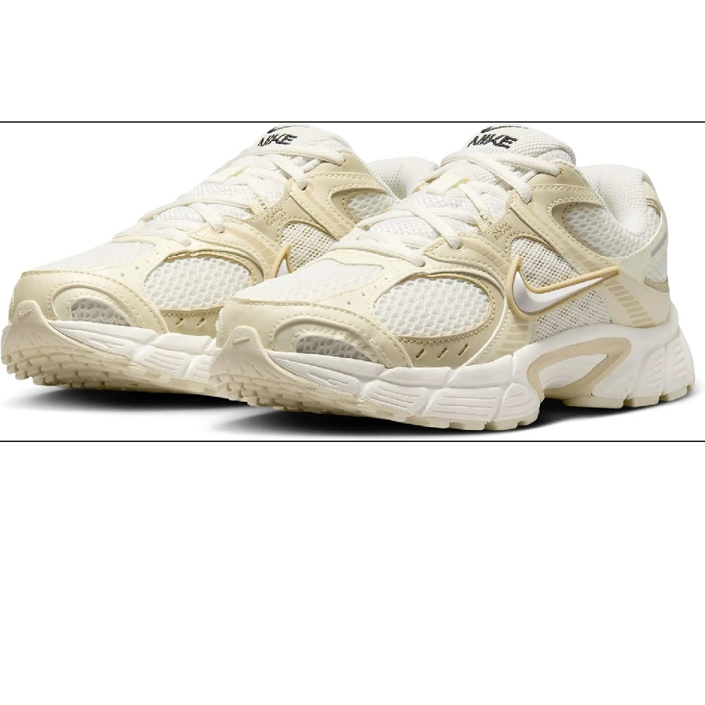 Pair of Women's Nike V5 RNR SE sneakers in light cream, front view with swoosh