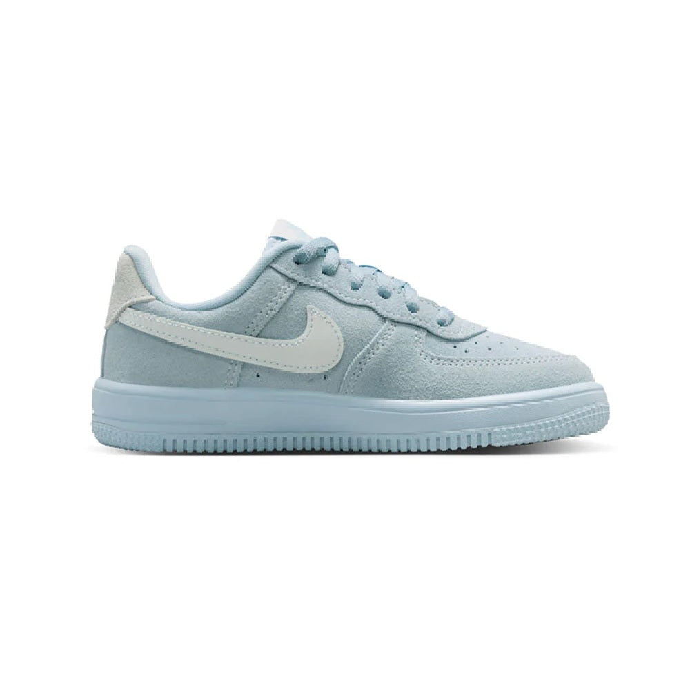 Kids' Nike Force 1 Low sneakers, light blue upper with white swoosh, lace-up