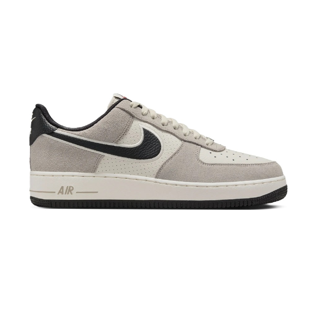Men's Nike Air Force 1 low-top sneakers, light gray with black swoosh and sole