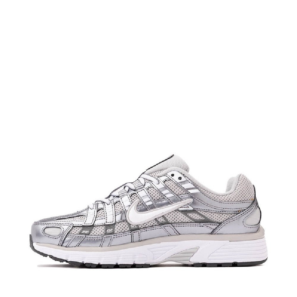 Women's Nike P-6000 sneaker, grey upper with white midsoles and lace-up front