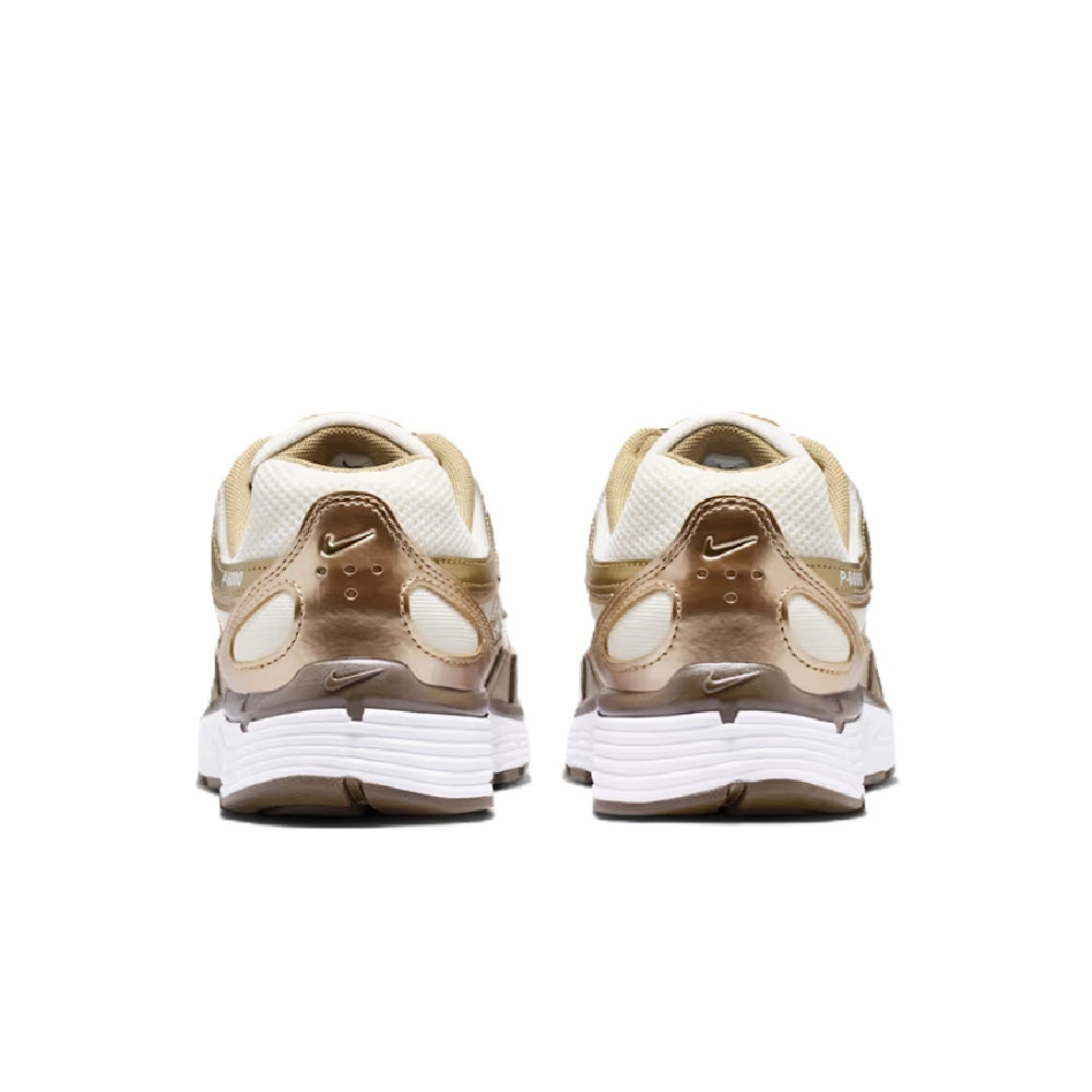 Women's Nike P-6000 sneakers back view in sail and dark hazel with padded heel