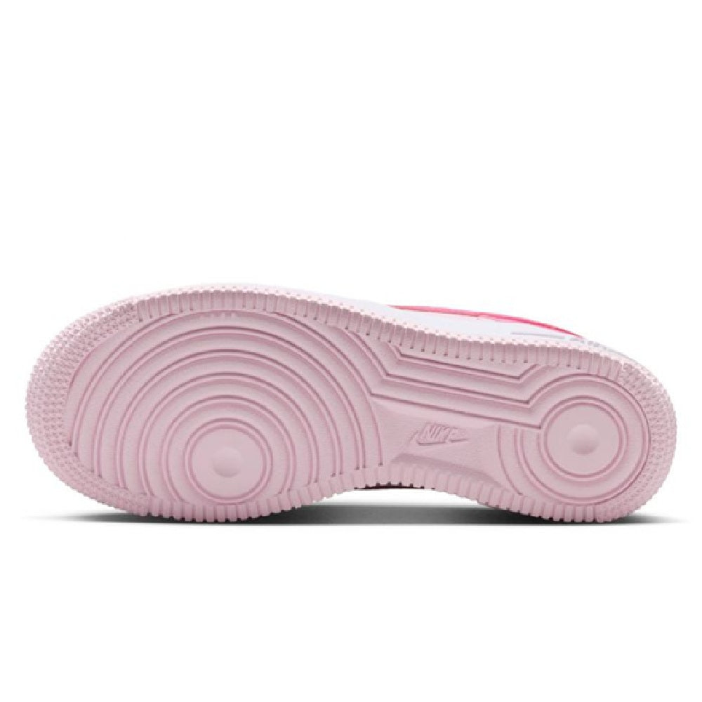 Kids' pink Air Force 1 sneakers outsole with textured rubber tread for grip