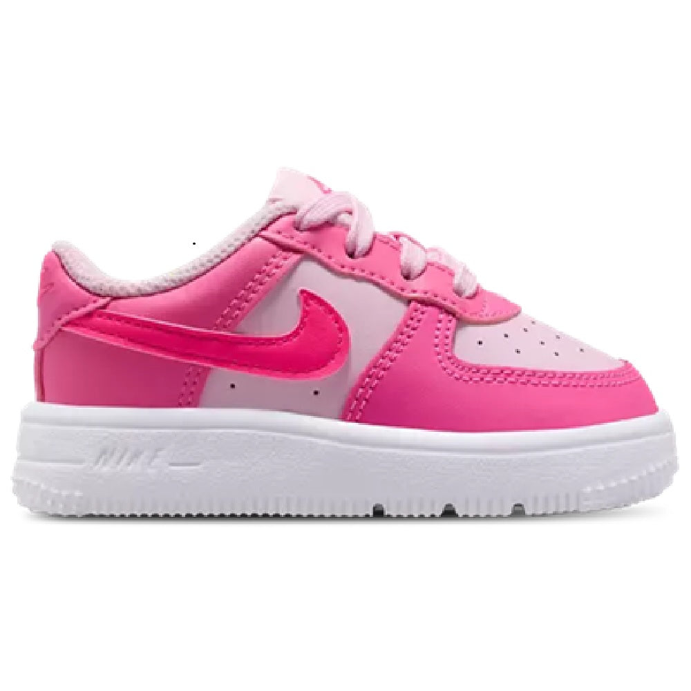 Toddler Nike Air Force 1 Low sneakers in pink with white sole and lace-up front