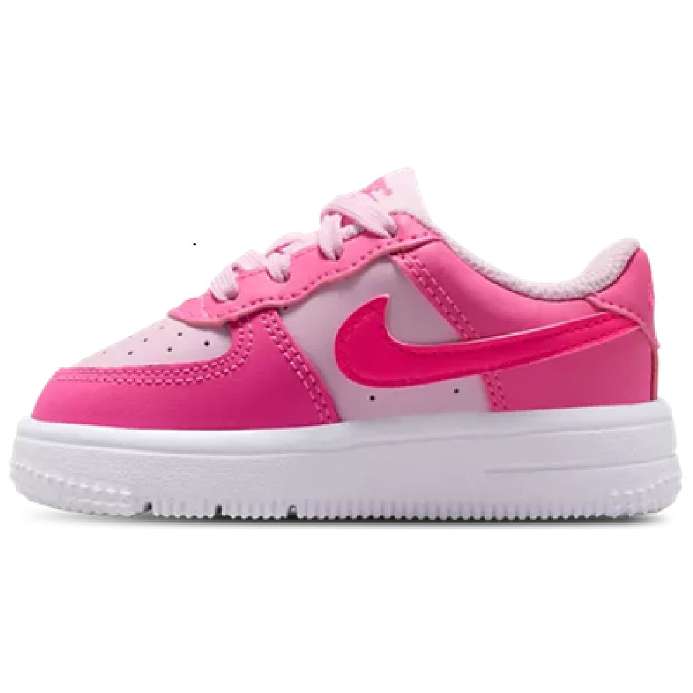 Toddler Nike Air Force 1 Low sneakers, pink upper with swoosh and white midsole