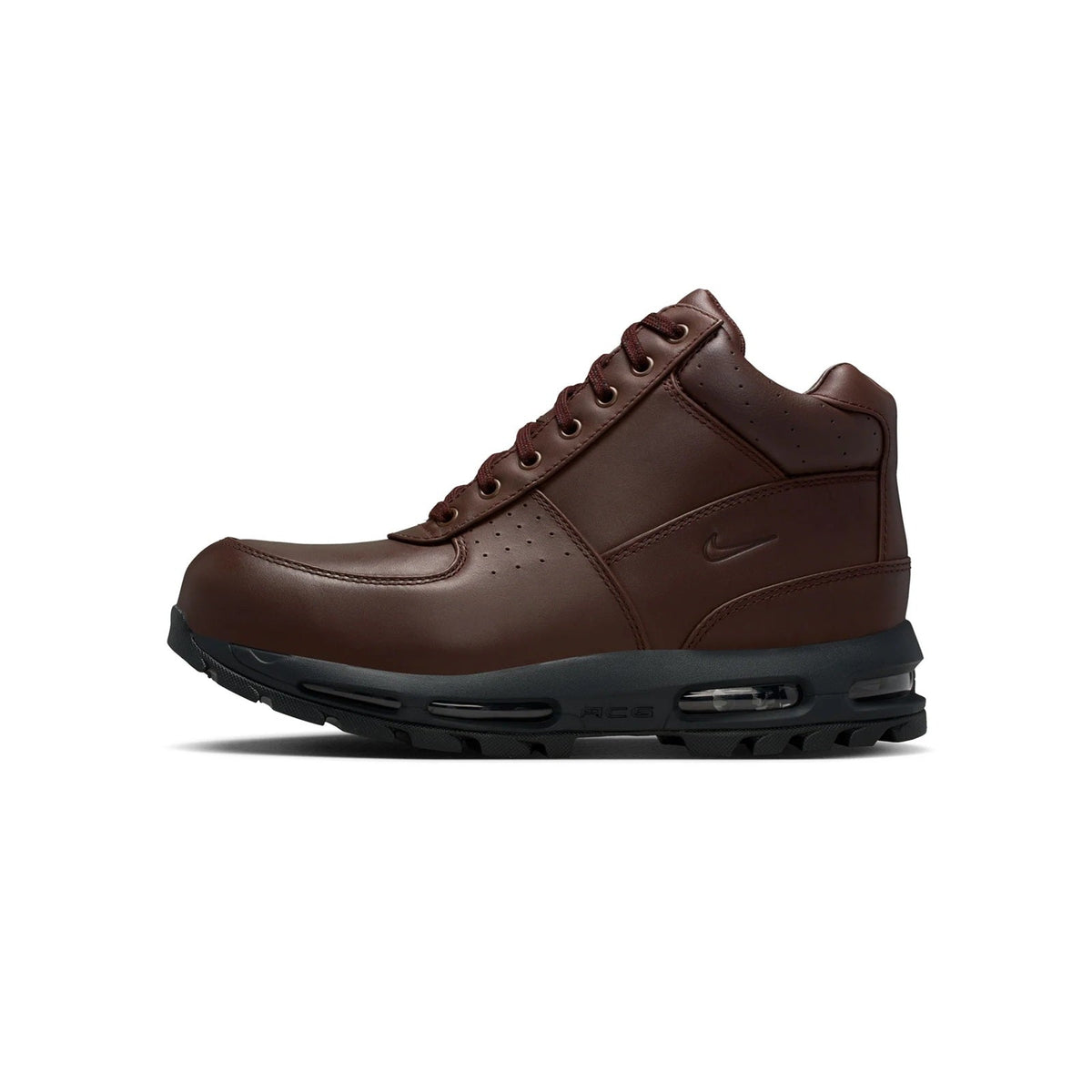 Men's Nike high-top sneaker in dark brown, lace-up with cushioned sole