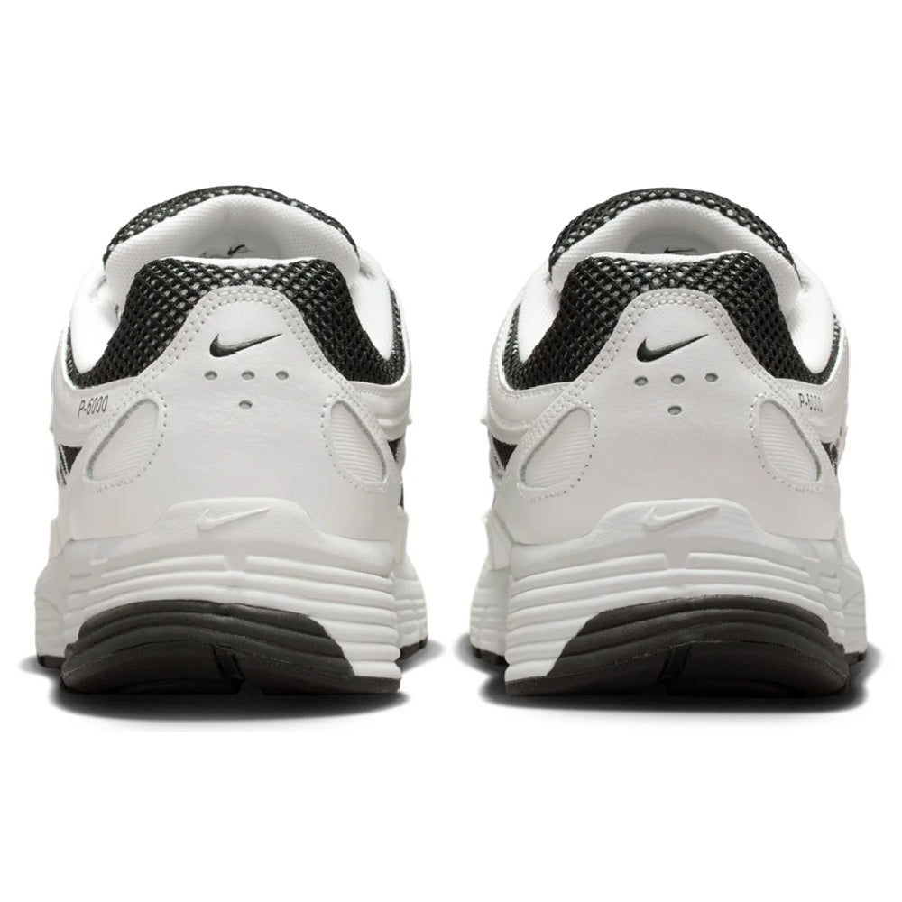 Nike P-6000 rear view sneakers, white leather with black collar and heel tab